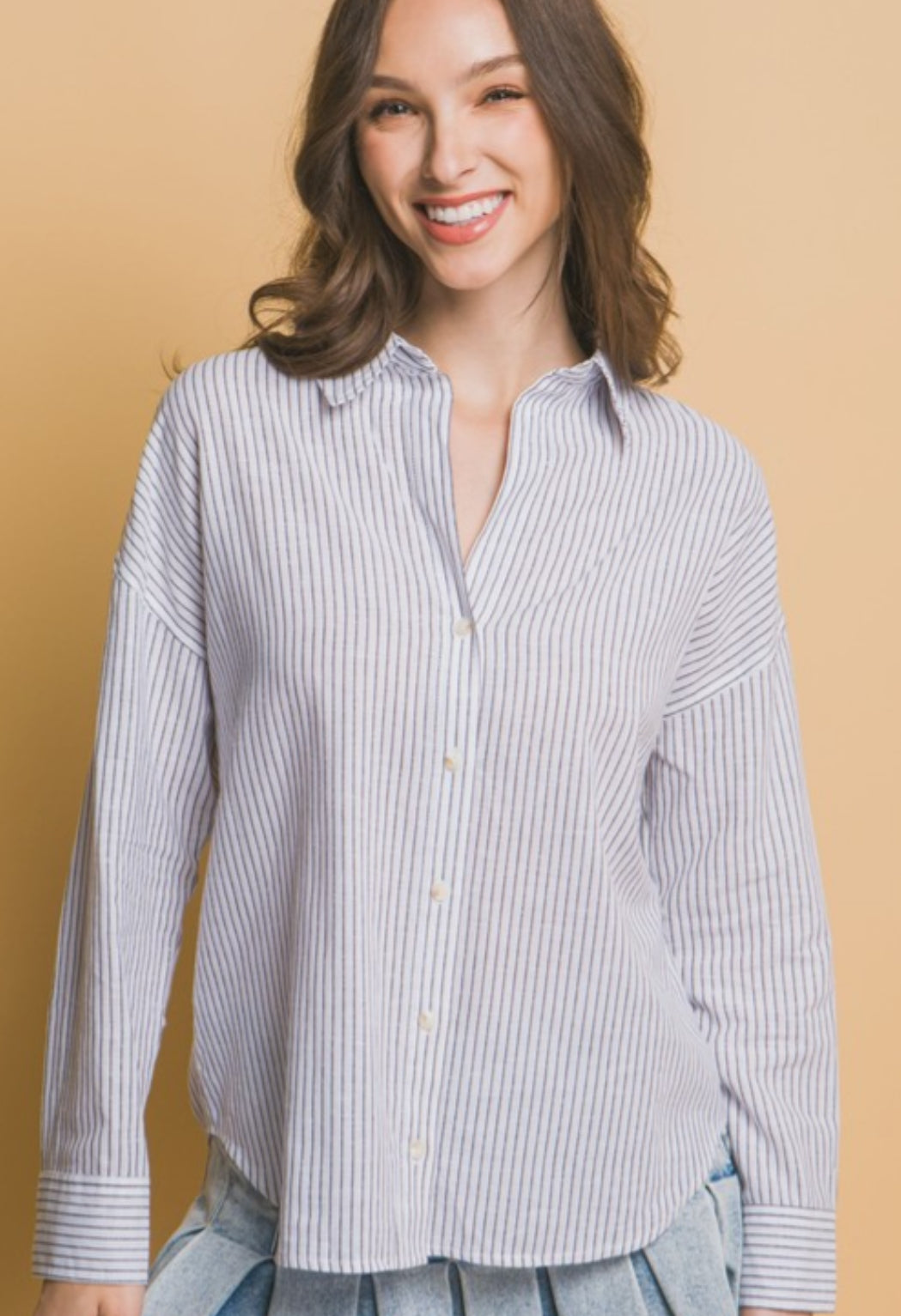 Classic Button Down Stripped Linen Shirt