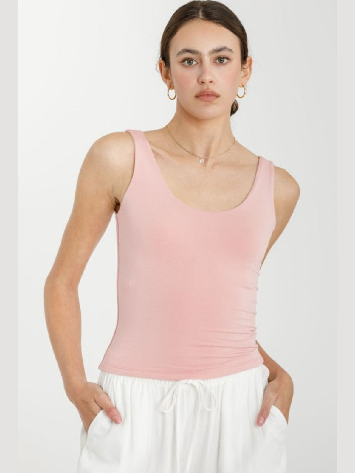 Dusty pink Basic Scoop Neck Tank Top