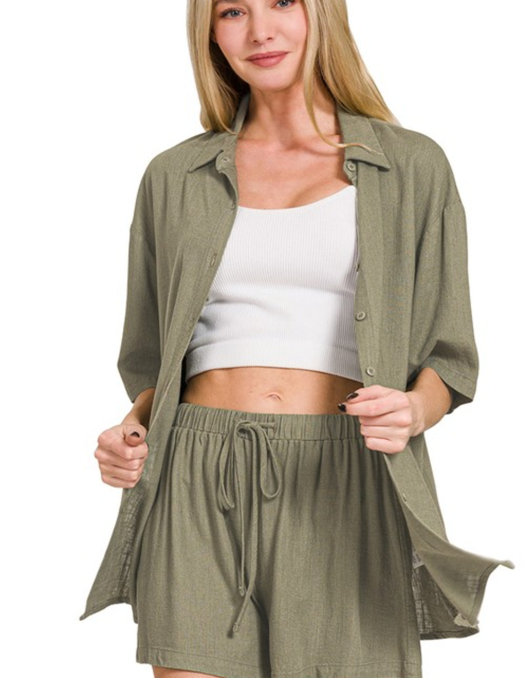 Linen Short Sleeve and Short Pants set(several colors)
