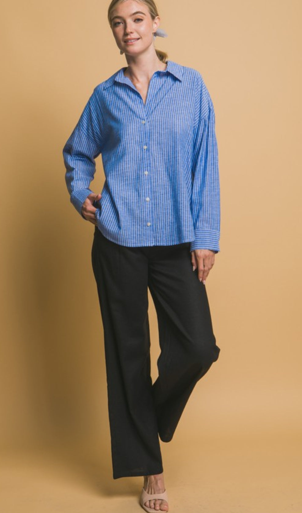 Classic Button Down Stripped Linen Shirt