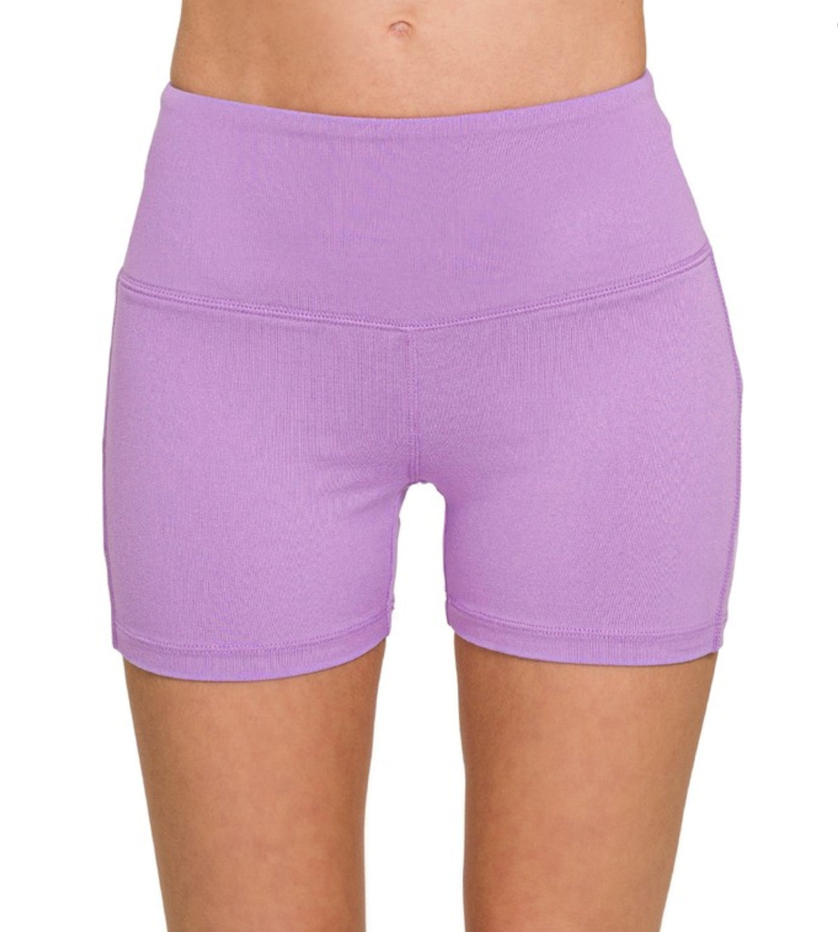 Brushed Microfiber Wide Waistband Spandex Shorts(several colors available)