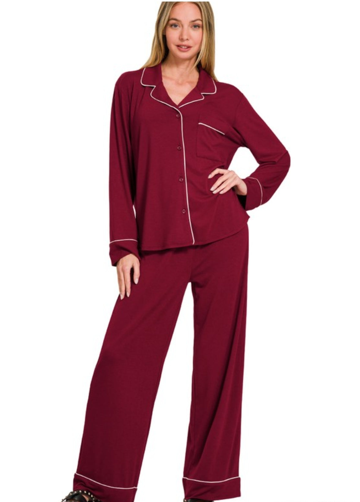 Classic Button down Pajama Set(several colors)