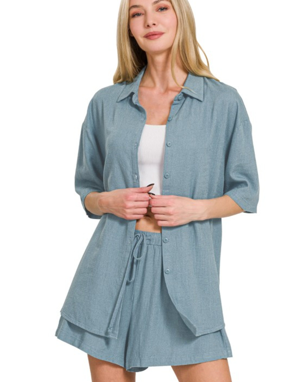 Linen Short Sleeve and Short Pants set(several colors)