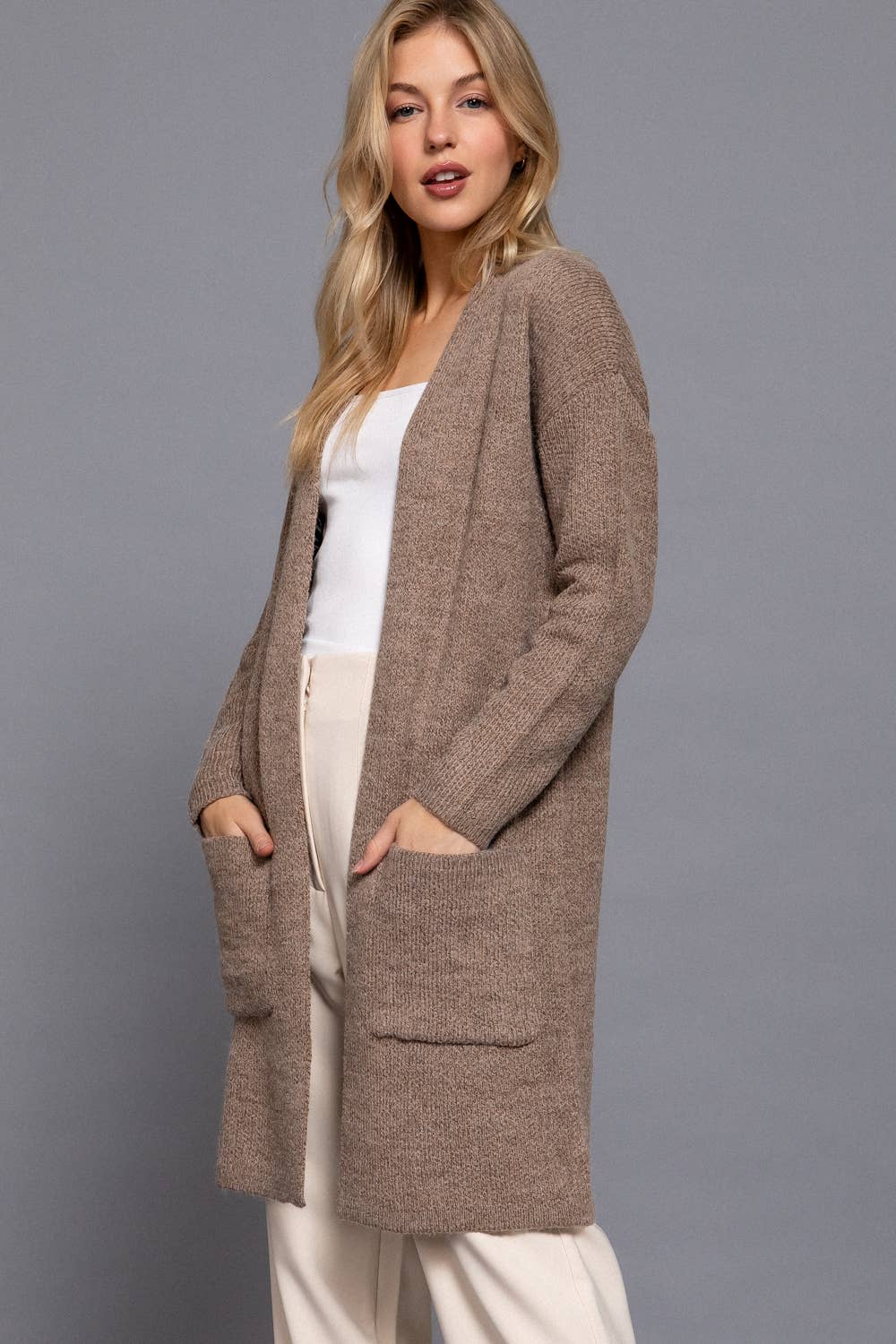 Long Sleeve with Pocket Open Sweater Cardigan(several colors)