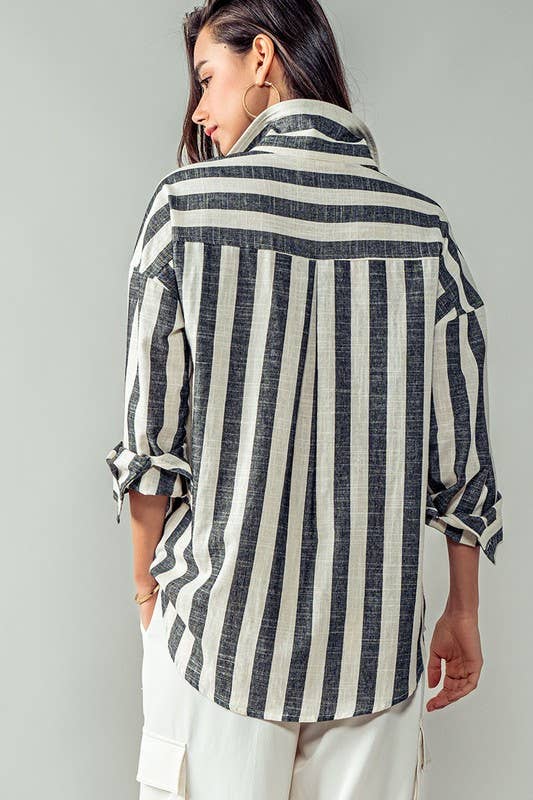 VERTICAL AND HORIZONTAL STRIPED SHIRT(Multiple colors)