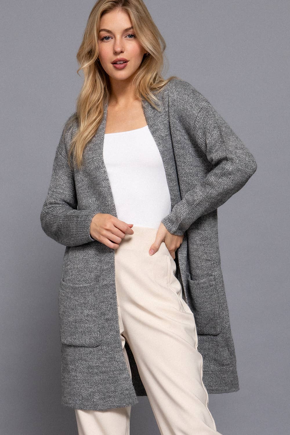 Long Sleeve with Pocket Open Sweater Cardigan(several colors)