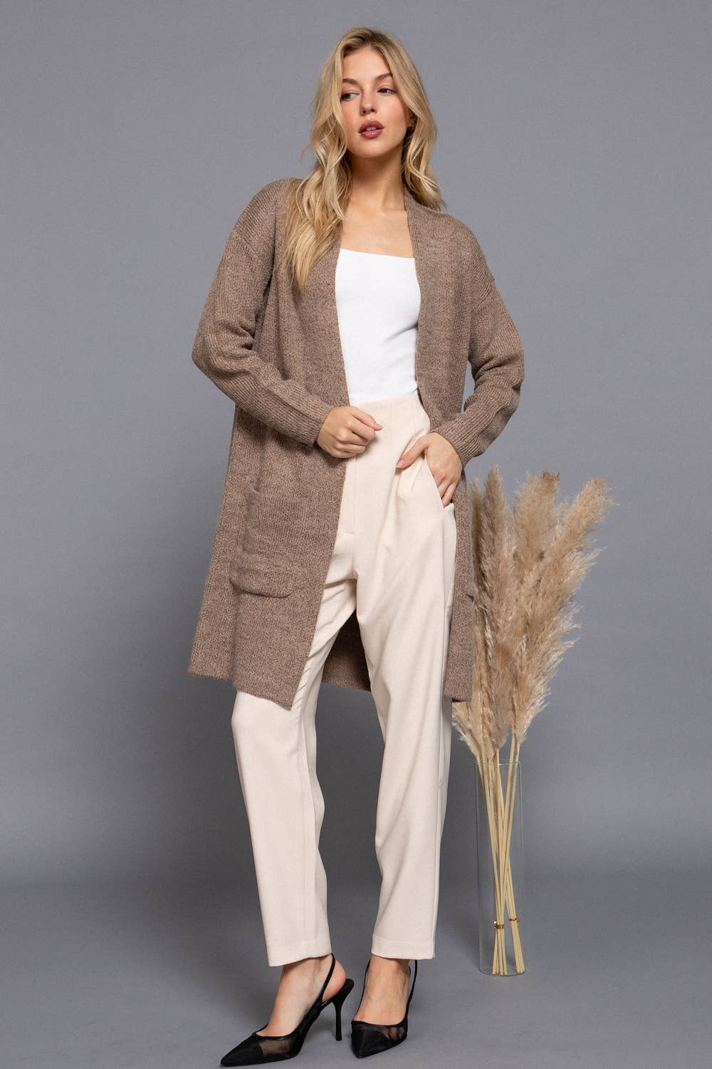 Long Sleeve with Pocket Open Sweater Cardigan(several colors)