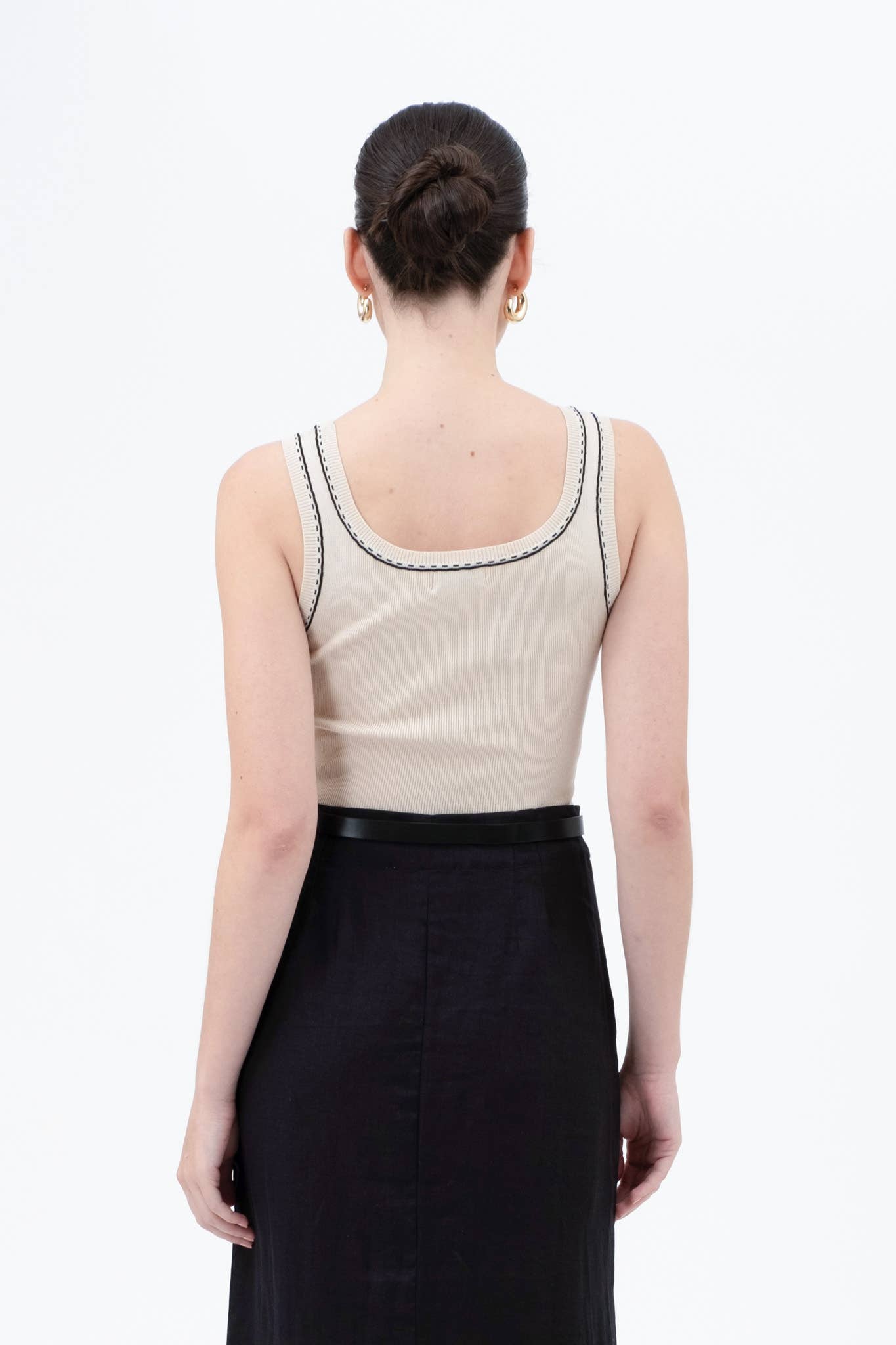 Contrast Line Stitch Detail Sweater Knit Tank