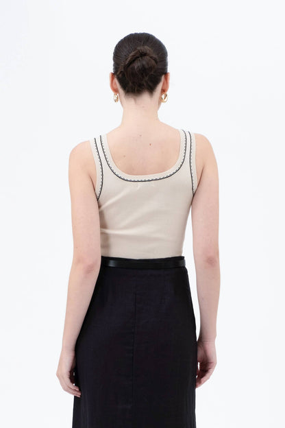 Contrast Line Stitch Detail Sweater Knit Tank