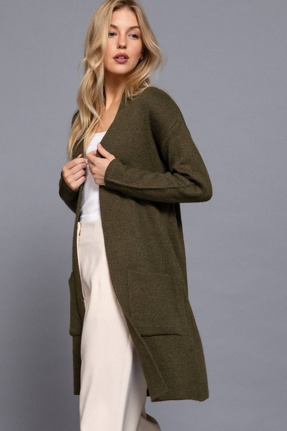 Long Sleeve with Pocket Open Sweater Cardigan(several colors)