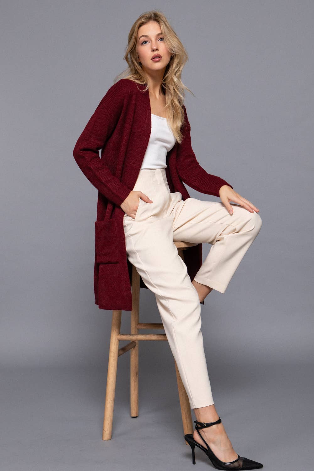 Long Sleeve with Pocket Open Sweater Cardigan(several colors)