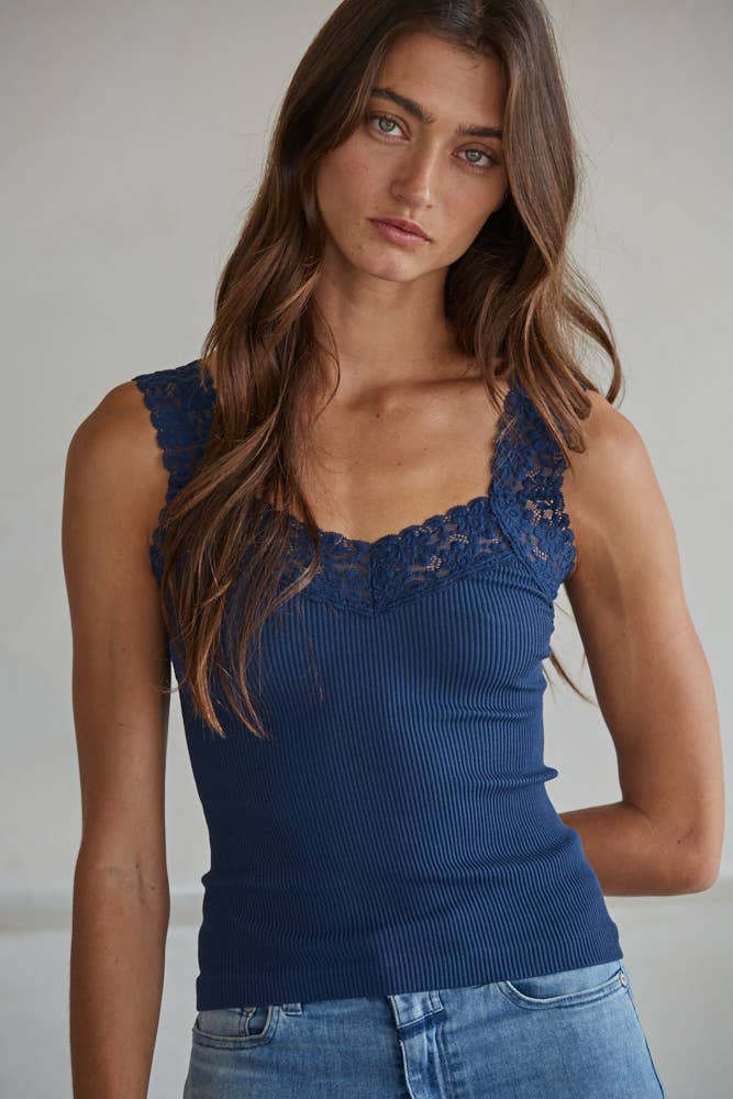 Lace Trim Tank Top 3/$40