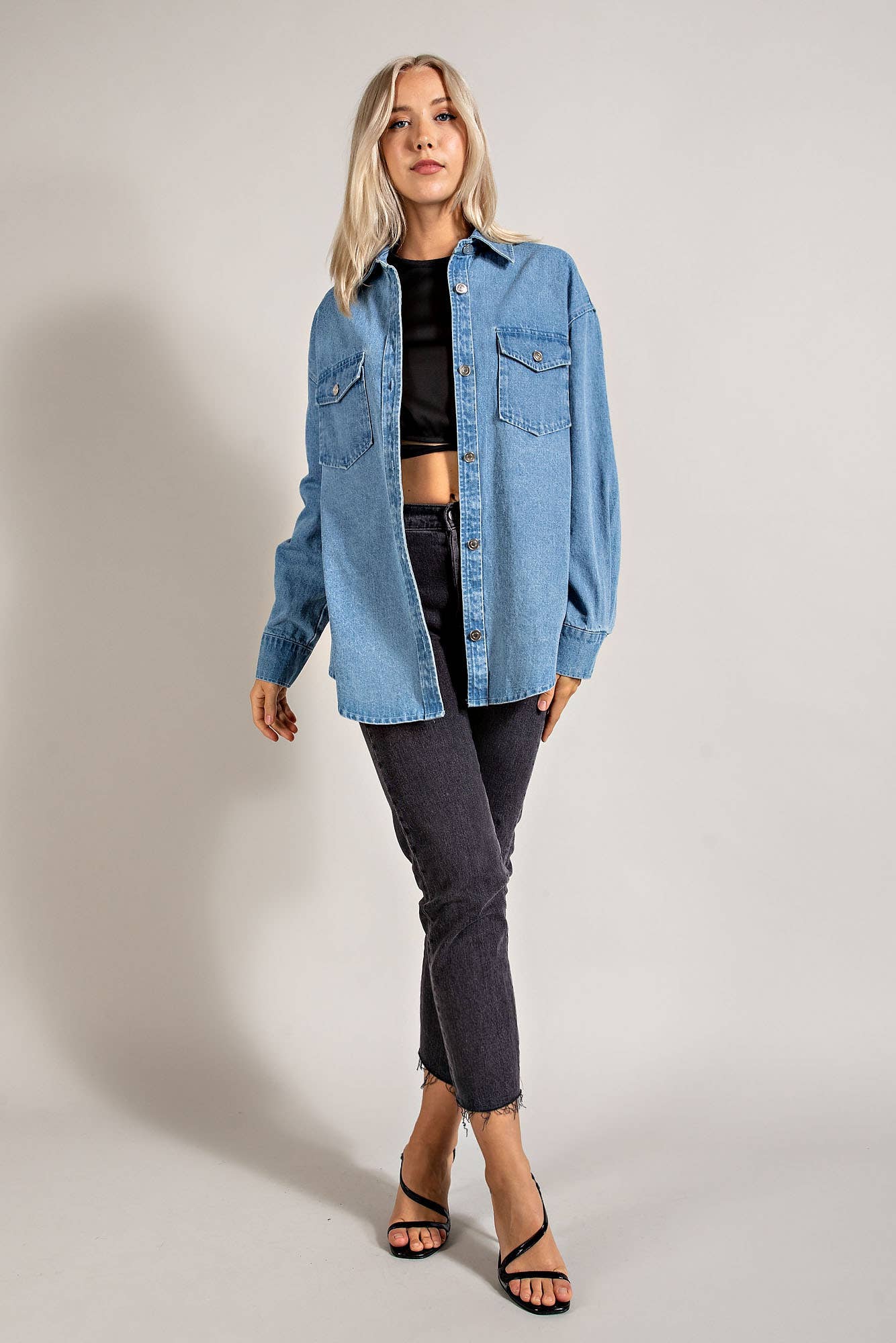 Denim Blue Button Down Shacket