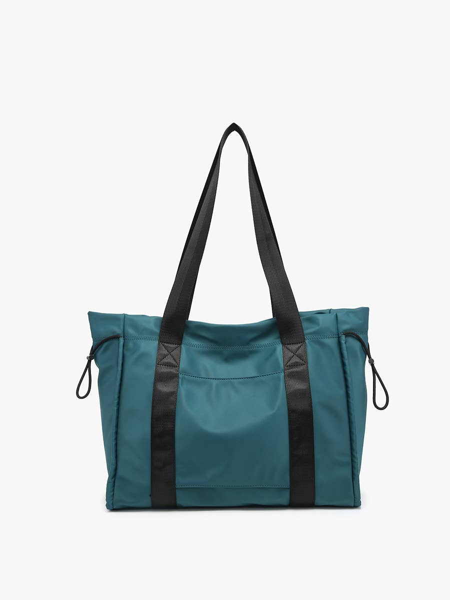 Lydia Drawstring Nylon Tote w/ Contrast Handle(several colors)