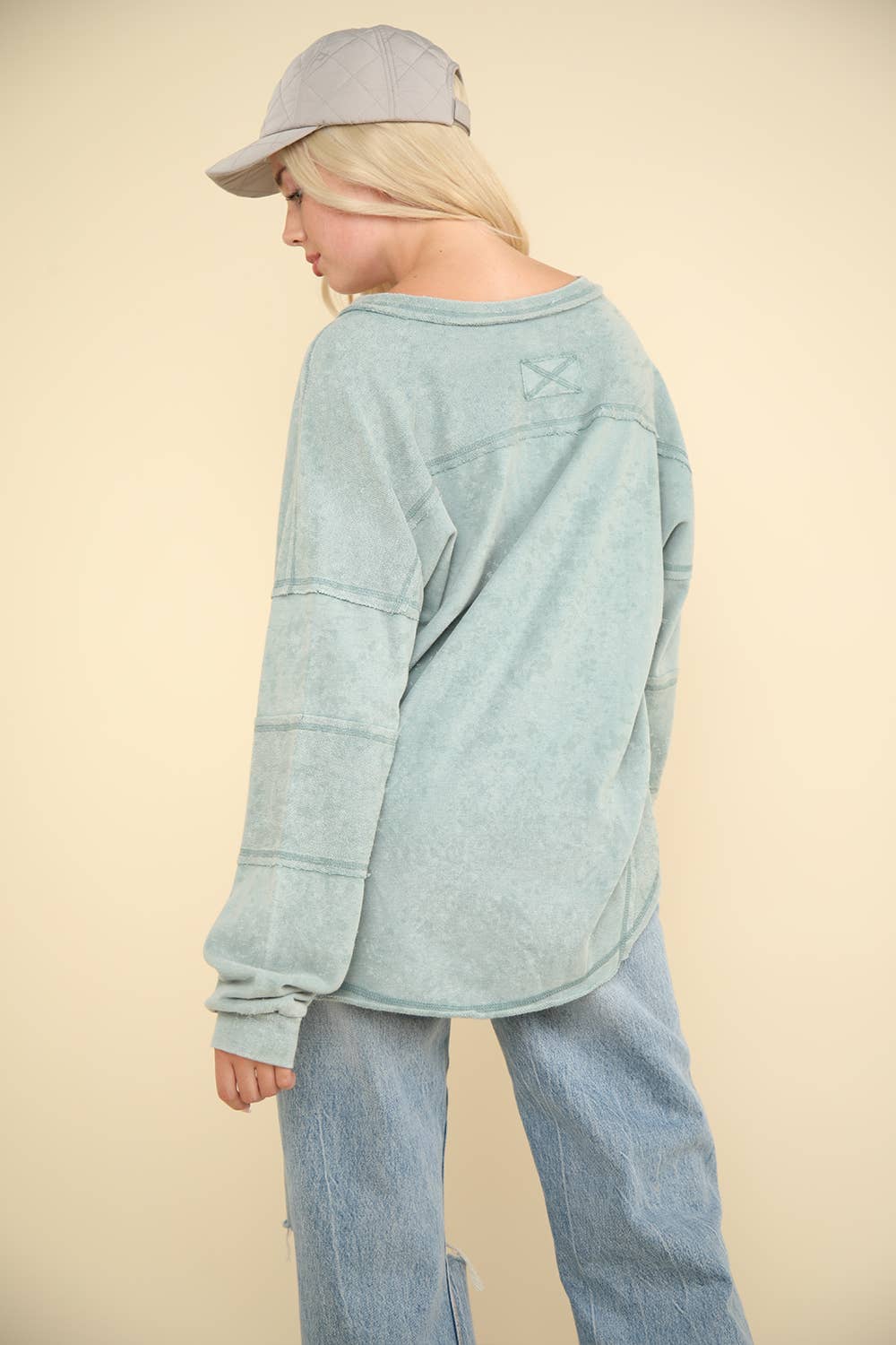 Washed Knit V-Neck Oversized Top(several colors)