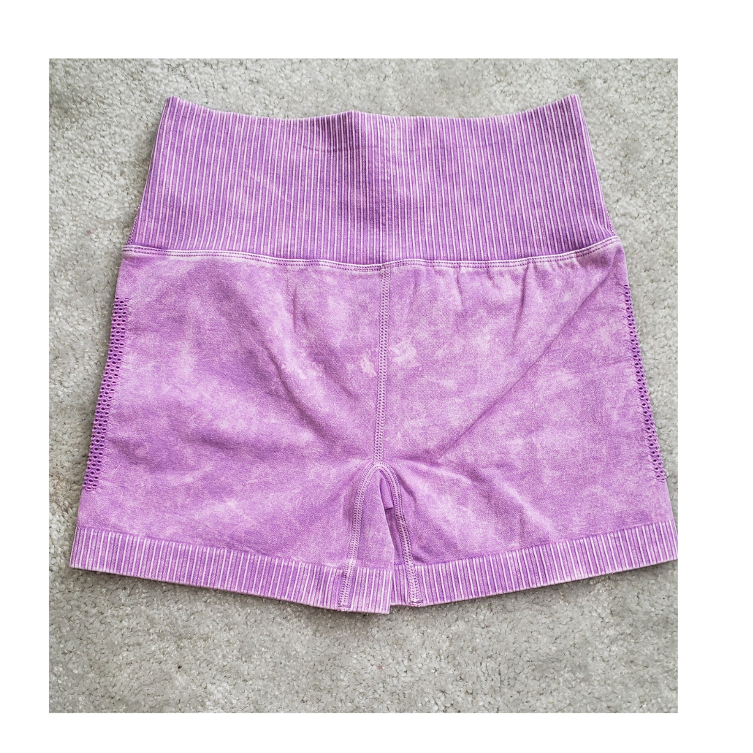 Washed Seamless High Waisted Shorts  in violet