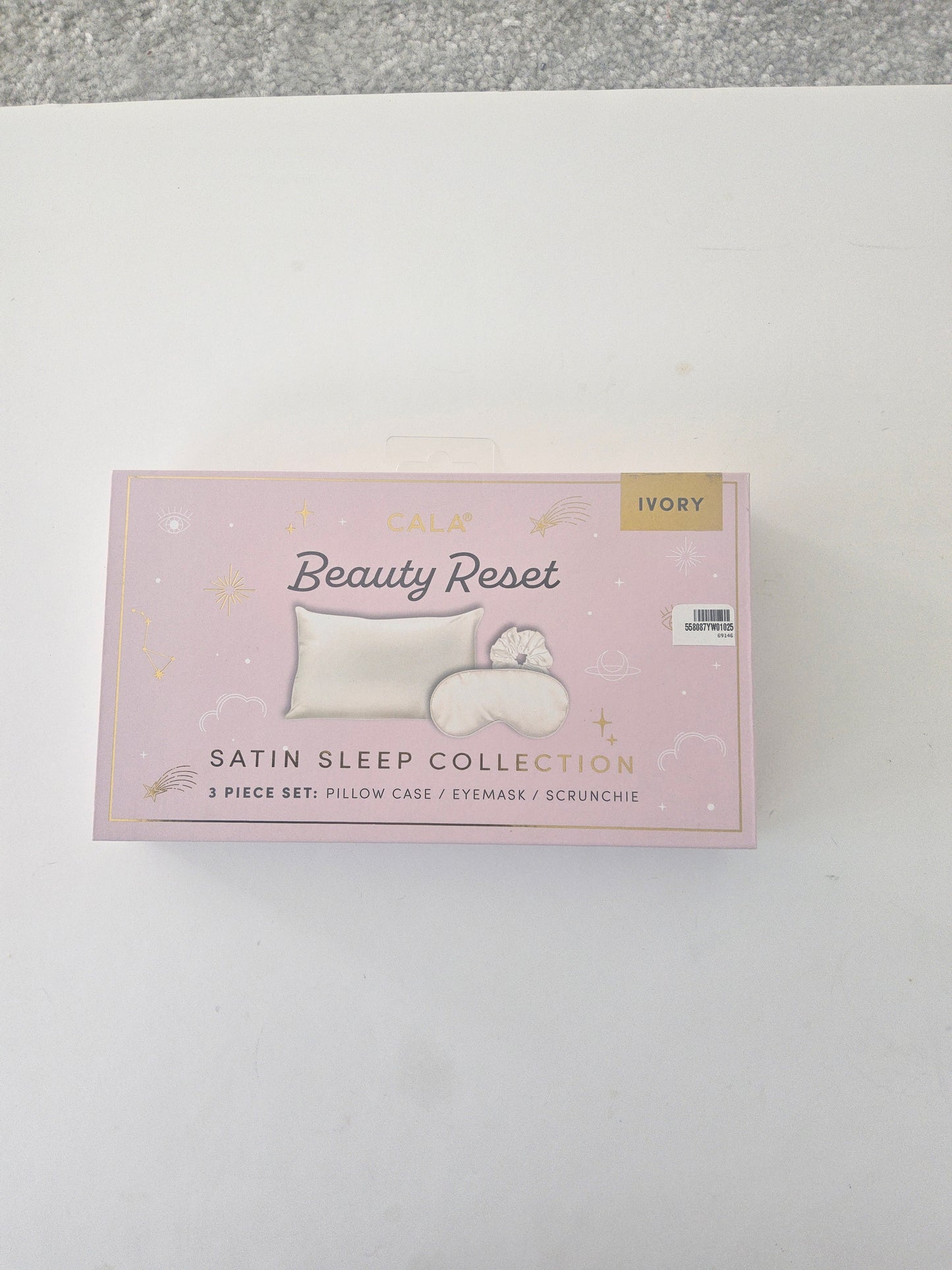 Ivory Satin Sleep set. Pillowcase,EyeMask and Scrunchy by CALA