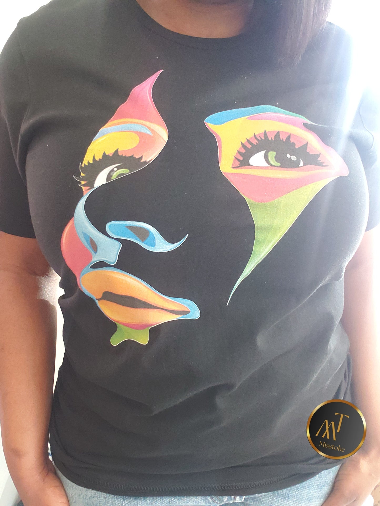 Multicolored Face Graphic Tee