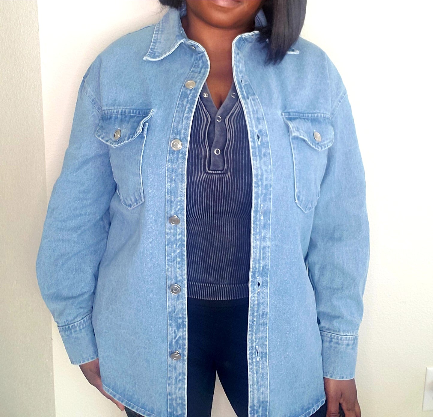 Denim Blue Button Down Shacket