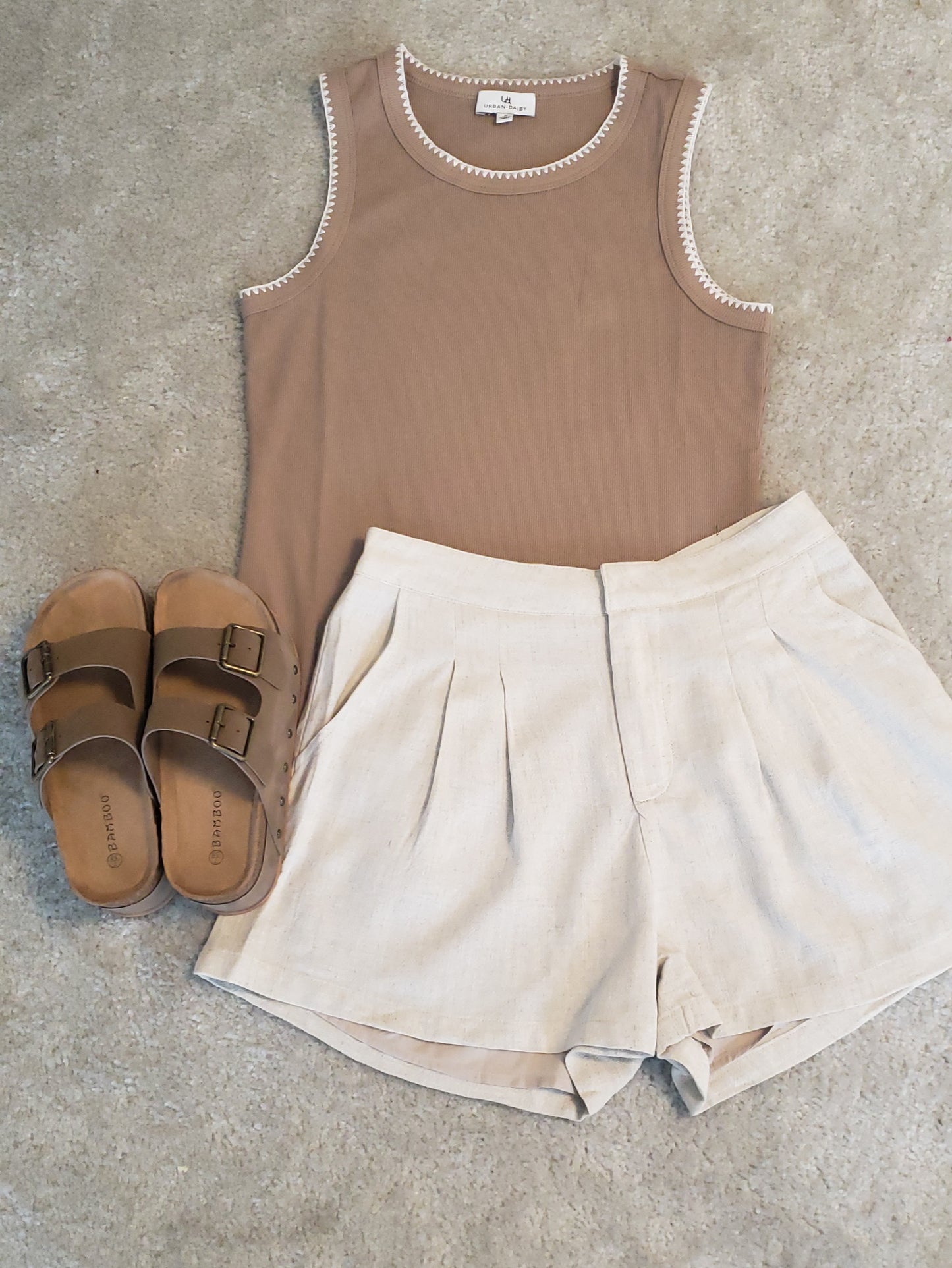 Structured Knit Tank Top in Taupe