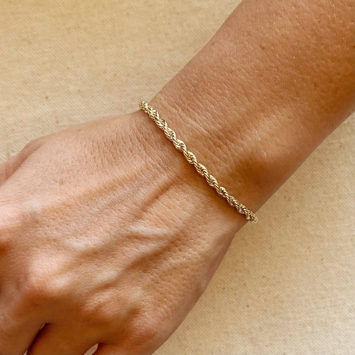 18k Gold Filled 3mm Rope Bracelet: 6.5 inches