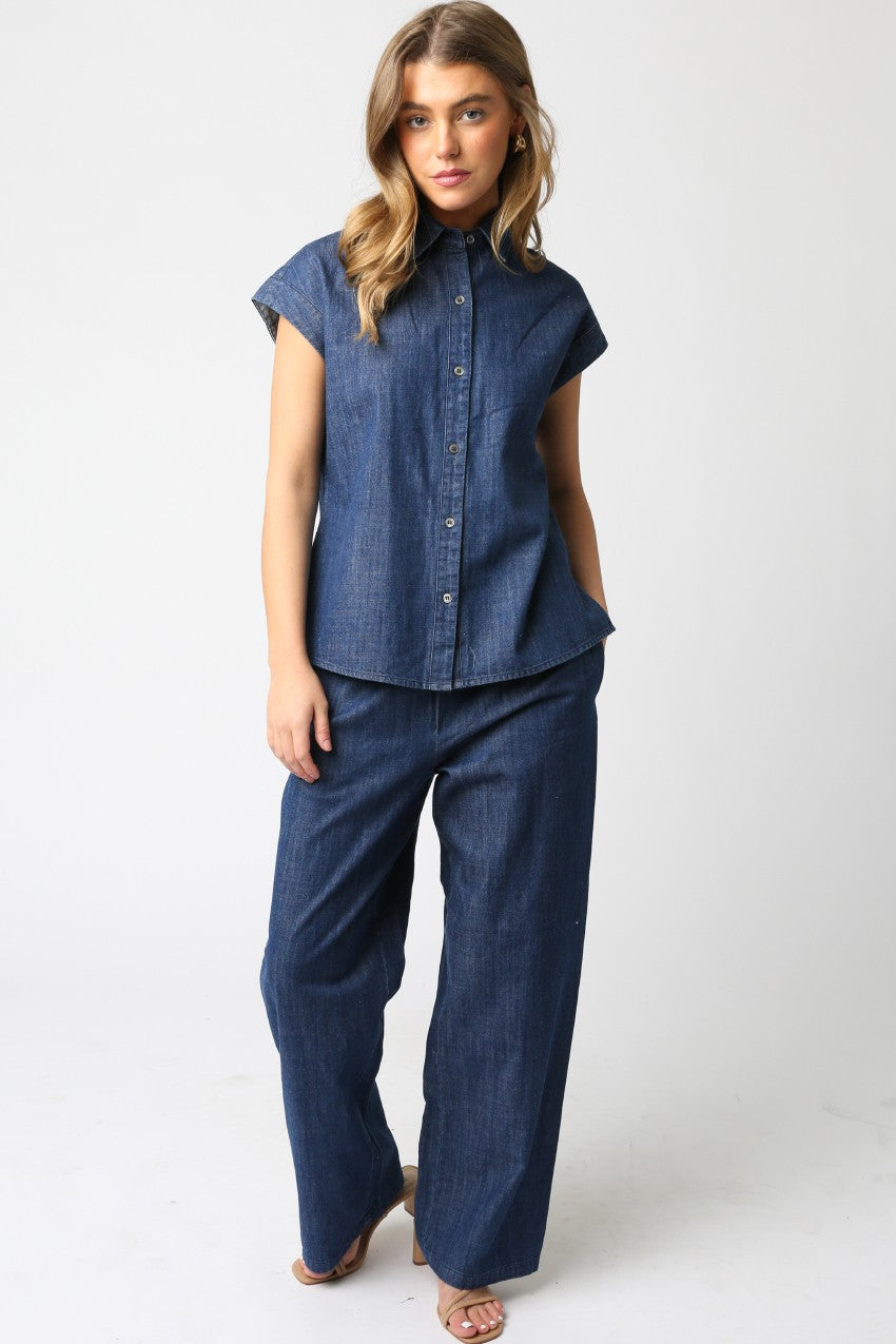 Denim top and pants set