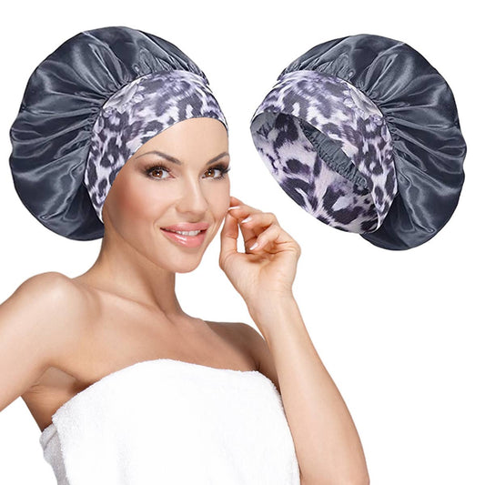 Wide Band Satin Bonnet Cap - Gray