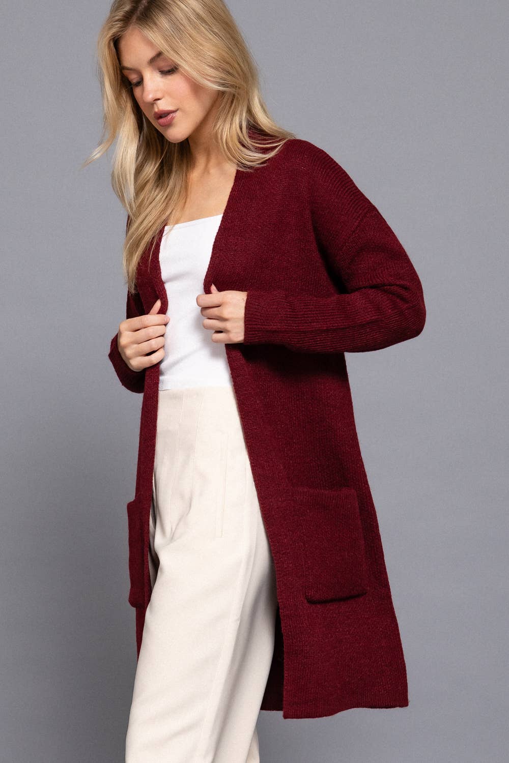 Long Sleeve with Pocket Open Sweater Cardigan(several colors)