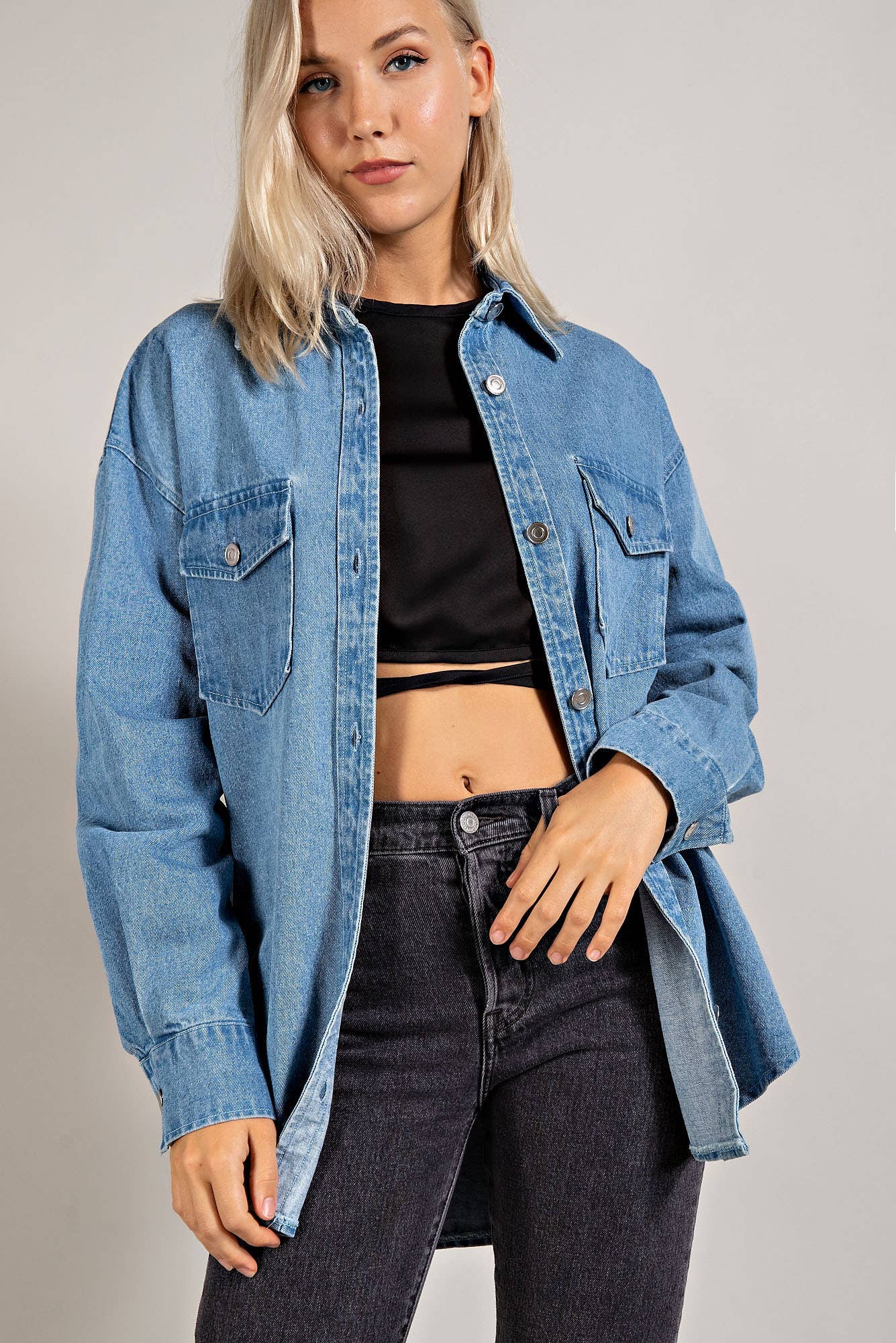 Denim Blue Button Down Shacket