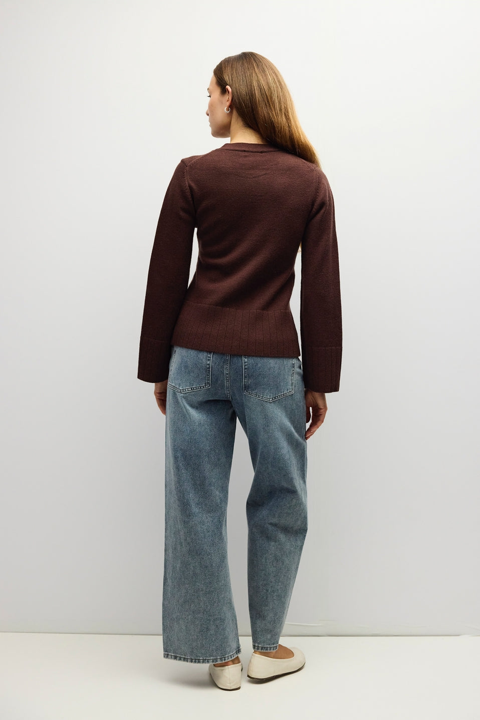 V Neck Cardigan Patch Pockets