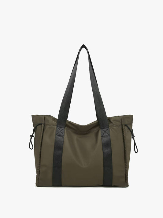 Lydia Drawstring Nylon Tote w/ Contrast Handle(several colors)