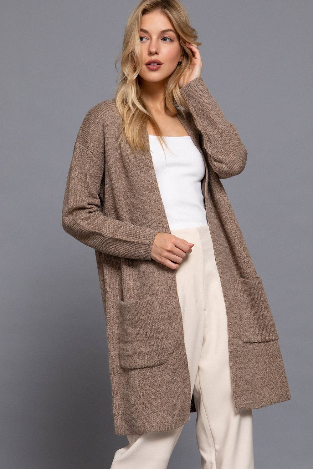 Long Sleeve with Pocket Open Sweater Cardigan(several colors)