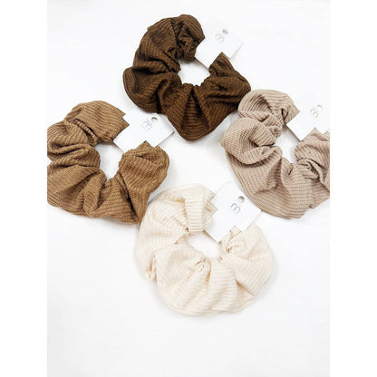 Set of 4 Neutral Tone Waffle Scrunchies