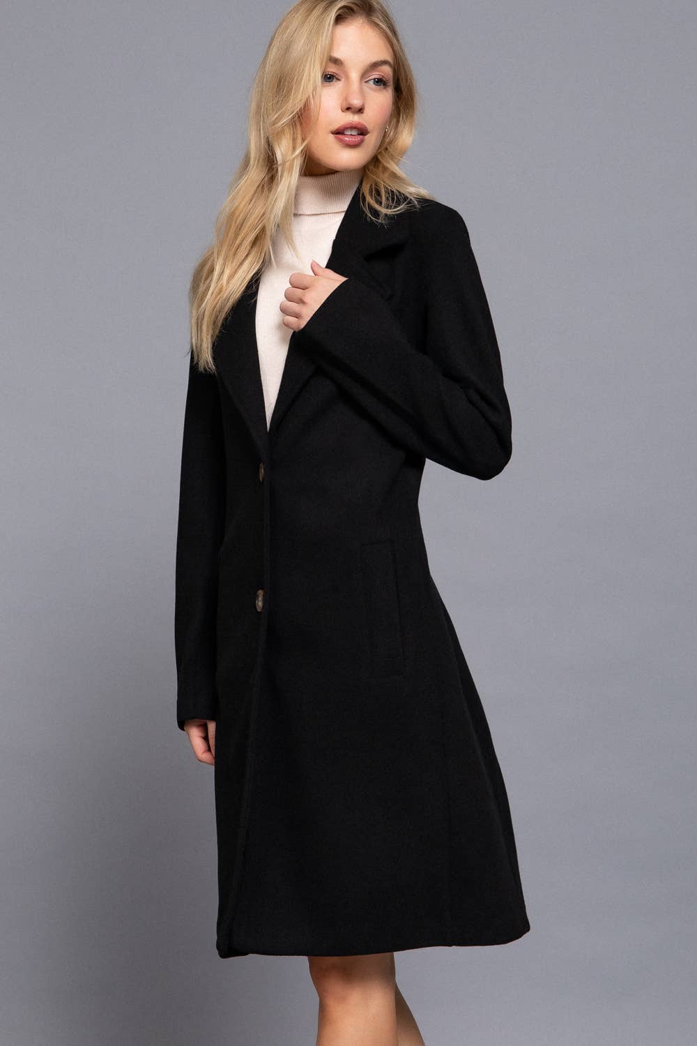 Long Sleeve A-Line Long Coat(two colors)