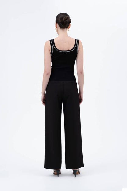 Contrast Line Stitch Detail Sweater Knit Tank