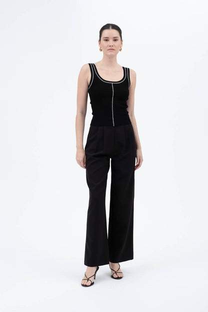 Contrast Line Stitch Detail Sweater Knit Tank