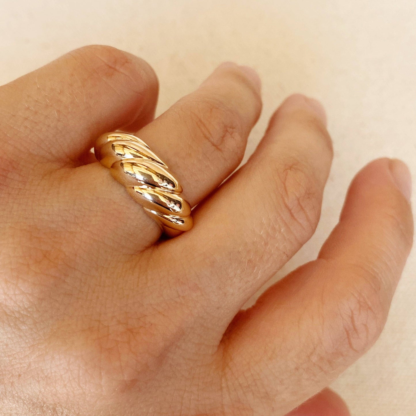 18k Gold Filled Dome Croissant Ring