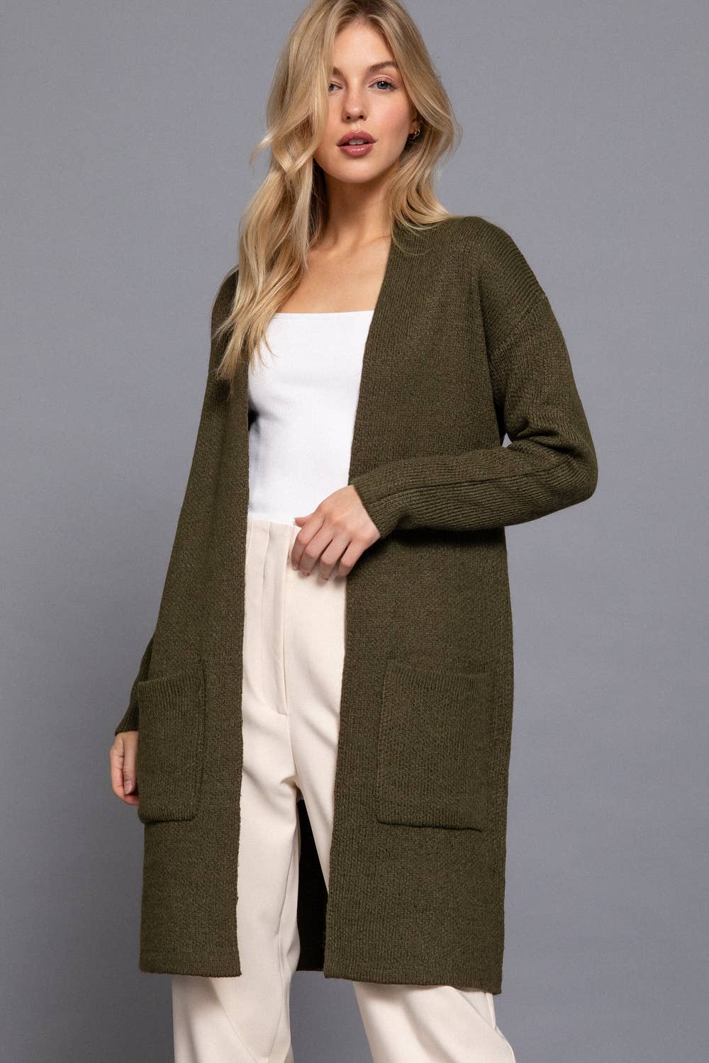 Long Sleeve with Pocket Open Sweater Cardigan(several colors)