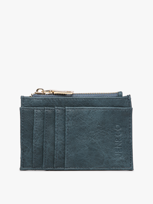 Sia Printed Card Holder Wallet in Deep Teal