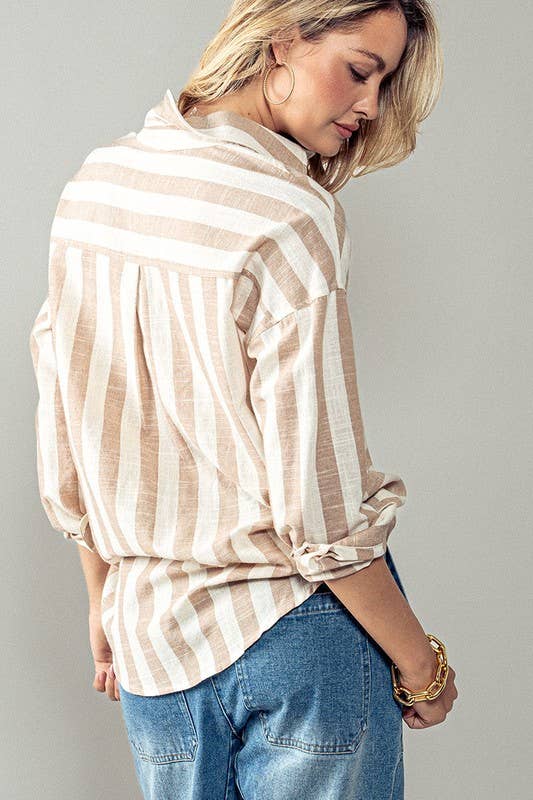 VERTICAL AND HORIZONTAL STRIPED SHIRT(Multiple colors)