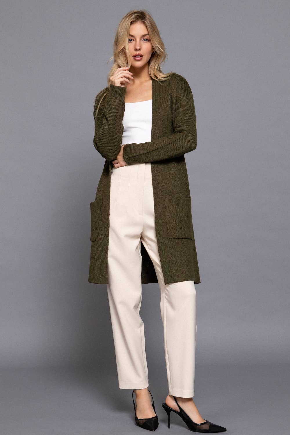 Long Sleeve with Pocket Open Sweater Cardigan(several colors)