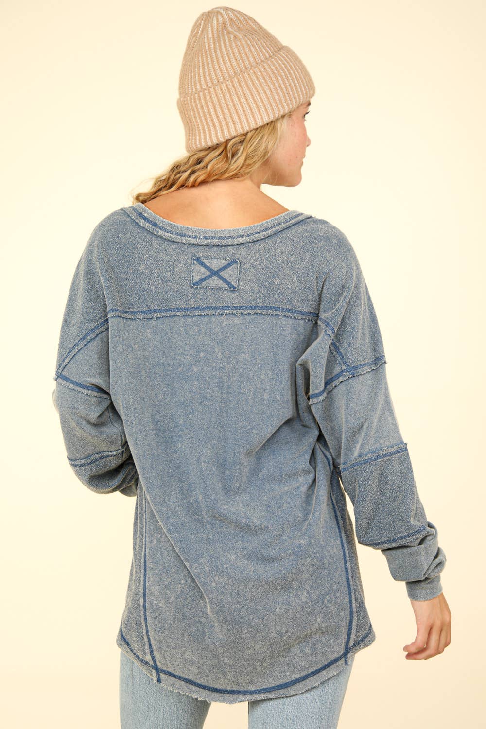 Washed Knit V-Neck Oversized Top(several colors)