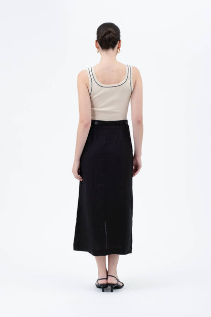 Contrast Line Stitch Detail Sweater Knit Tank
