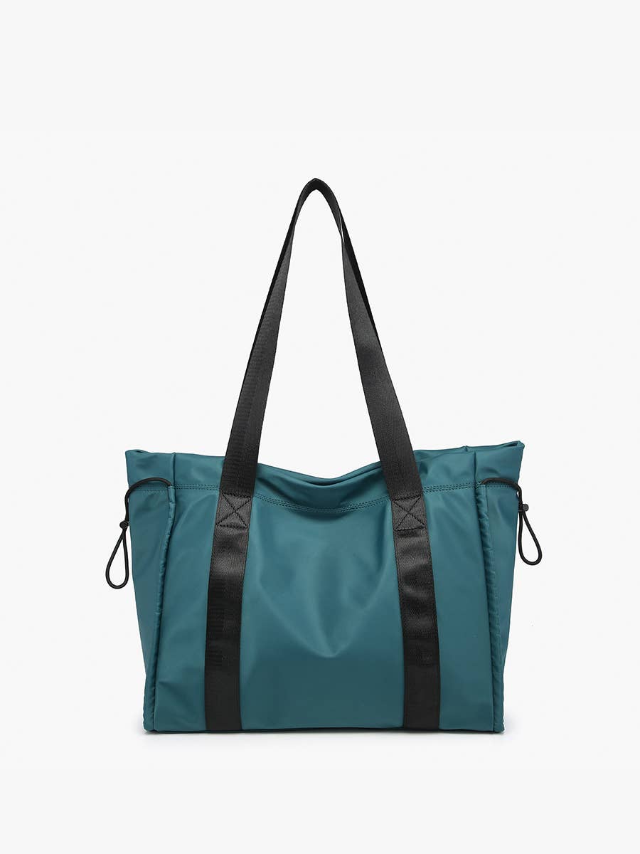 Lydia Drawstring Nylon Tote w/ Contrast Handle(several colors)