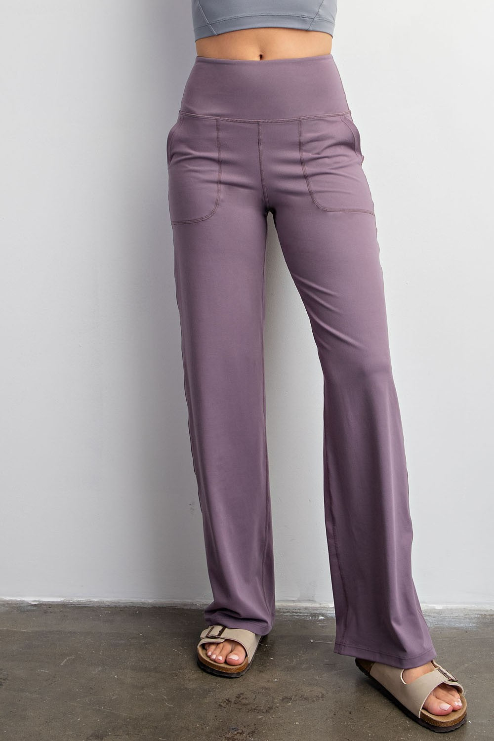 (Plus) Frosted Mulberry Butter Soft Straight Casual Yoga Pants