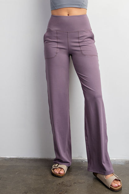 (Plus) Frosted Mulberry Butter Soft Straight Casual Yoga Pants