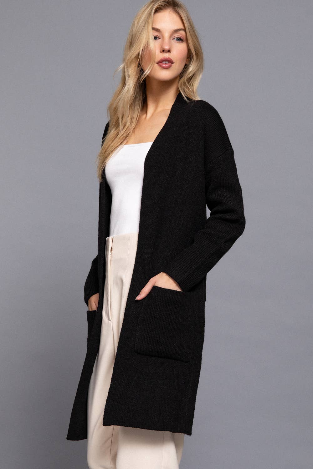 Long Sleeve with Pocket Open Sweater Cardigan(several colors)