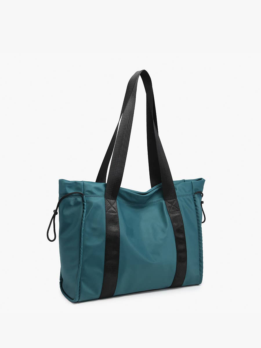 Lydia Drawstring Nylon Tote w/ Contrast Handle(several colors)