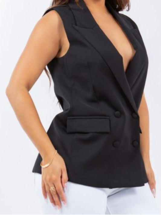 Black casual Solid Women's Sleeveless Vest
