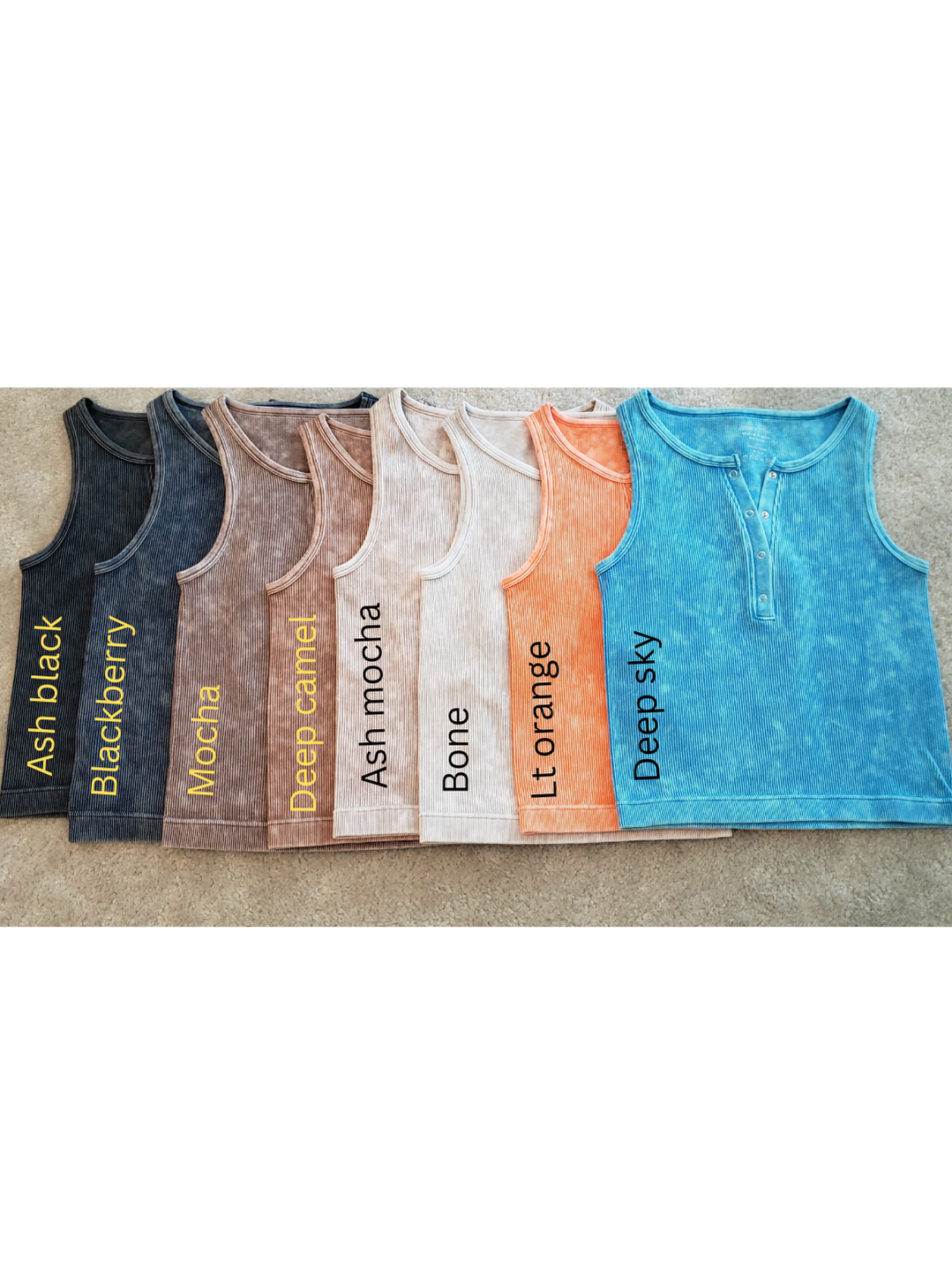 Washed Ribbed Button Tank top